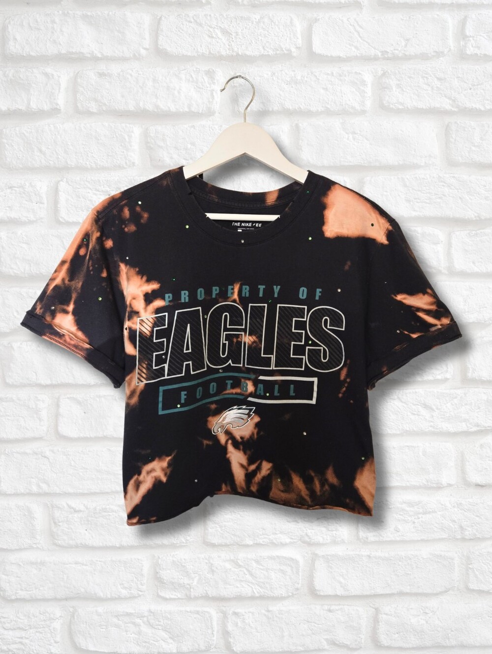 Philadelphia Eagles Crop Top W/Rhinestones